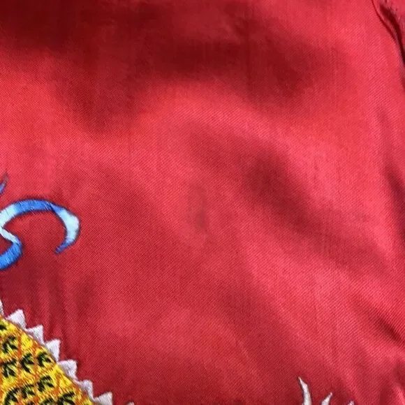 RARE 1980’s JouJou Bomber | Bright Red Rayon with Embroidery | Size M - Picture 10 of 16